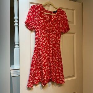 NWT Lulus Red Floral Print Dress